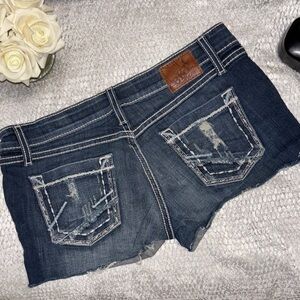 BKE Blue Jean Shorts with Distressed Hem